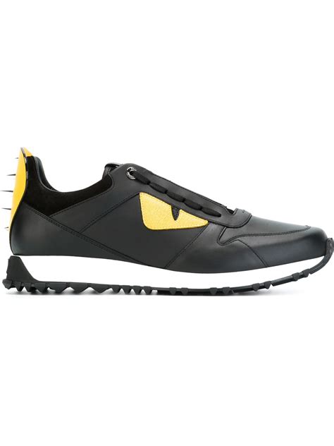 fendi black studded sneakers|fendi sneakers black and yellow.